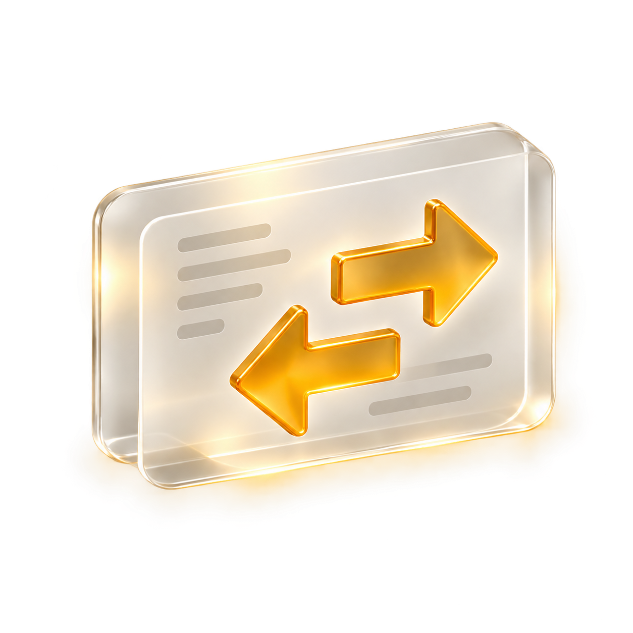 Two golden transfer arrows on a glass transaction document.